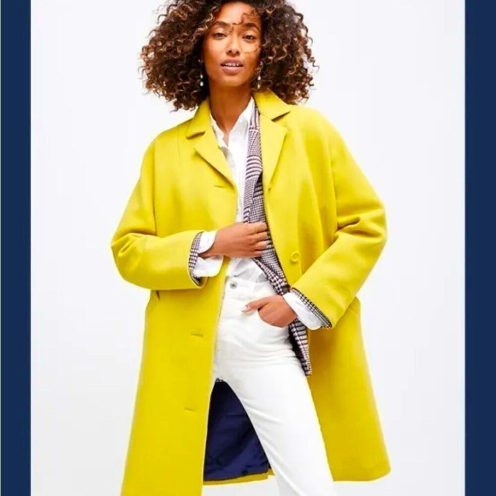 New! J.Crew Car coat in Italian double-cloth wool yellow AF005 size XS